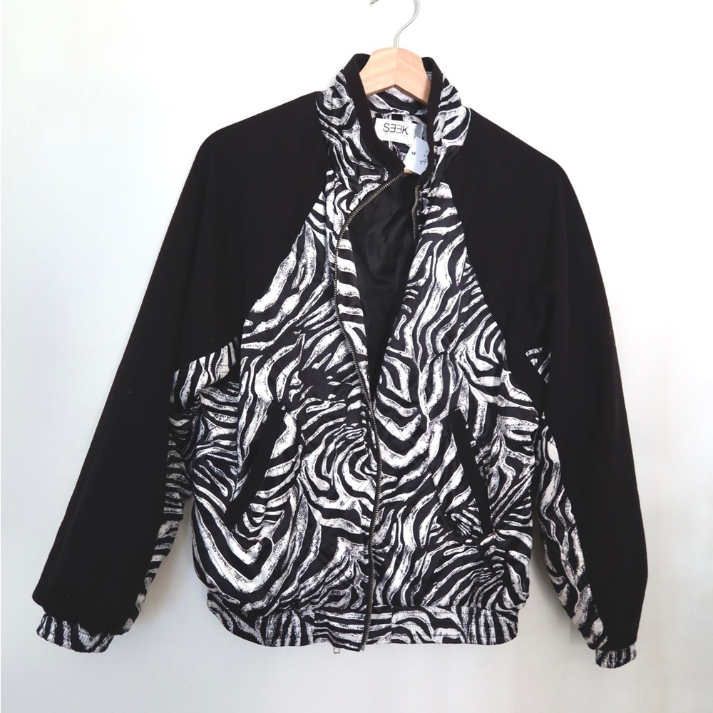 Seek the label zebra colorblock jacket